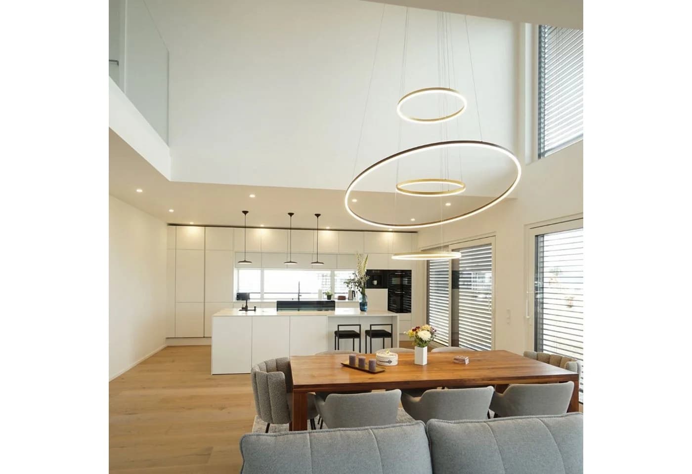 s.luce Ring Pendelleuchte LED 150cm Aluminium gebürstet