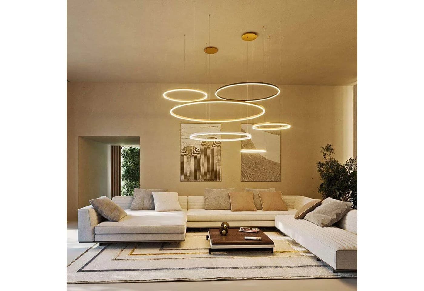 s.luce Ring Pendelleuchte LED 150cm Aluminium gebürstet - Bild 4