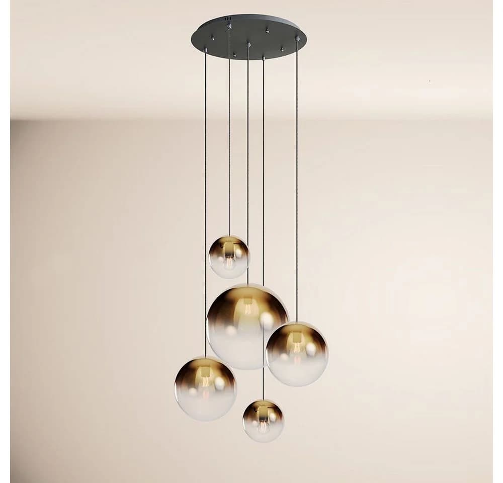 s.luce Pendelleuchte Orb 5-flammig Modular Goldverlauf Schwarz - Bild 2
