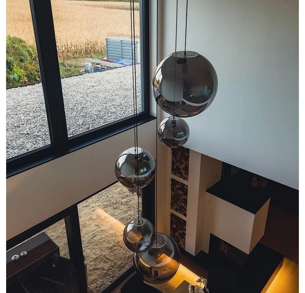 s.luce Pendelleuchte Orb 5-flammig Modular Schwarz Glas - Bild 4