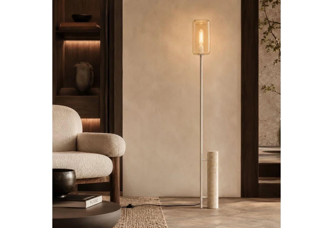 s.luce Stehlampe Cruet Travertin Sockel mit Glas - Bild 2