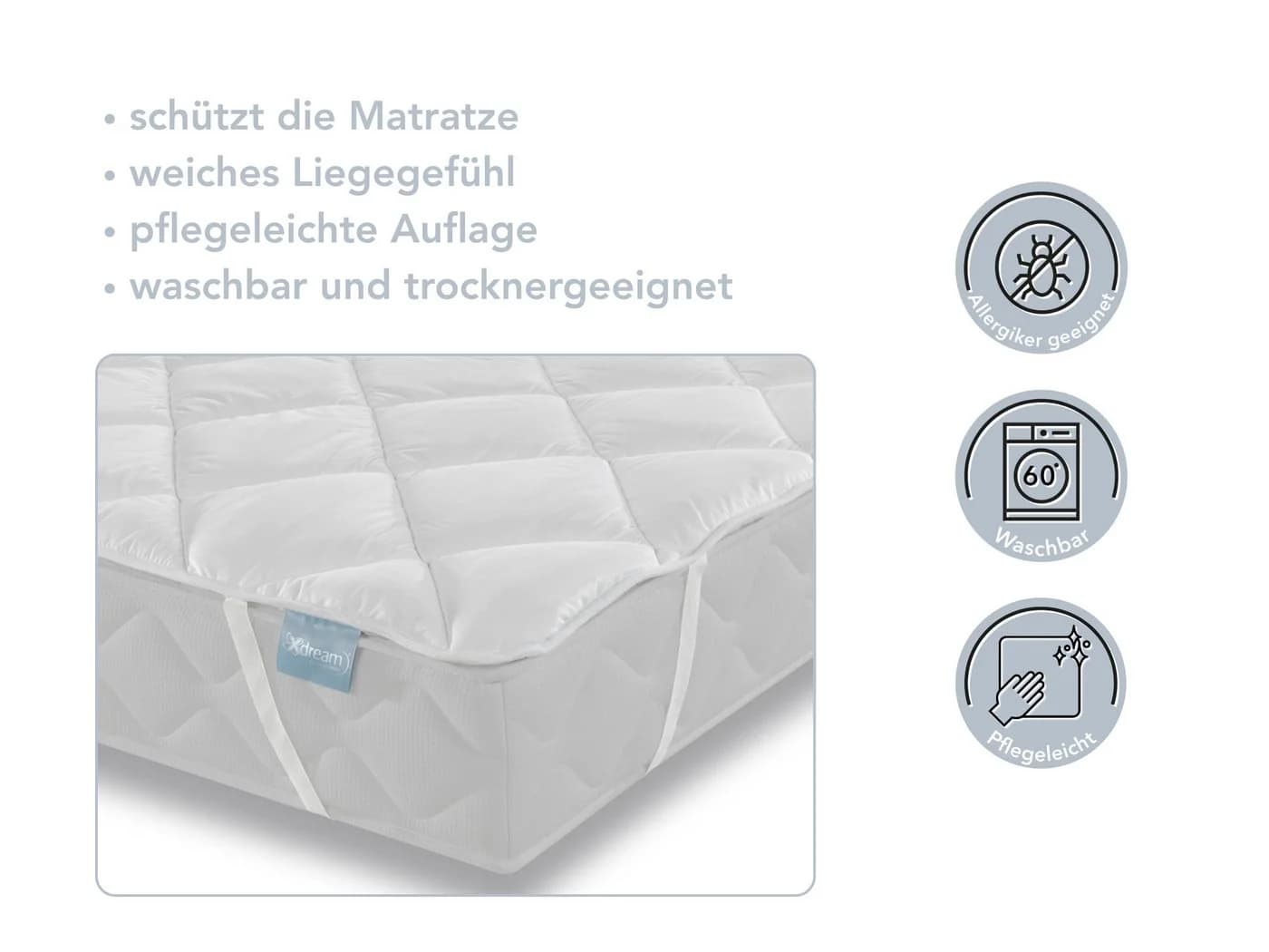 XDREAM Matratzenschoner Pure Matratzenauflage mit Eckgummis, verschiedene Größen - Bild 3