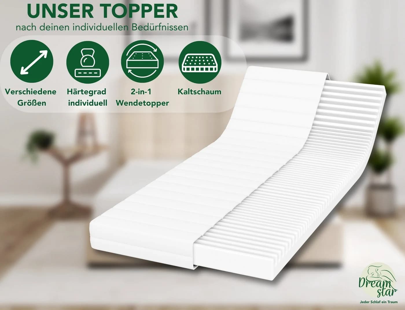 Dreamstar Topper Easy Flex 10cm Duo Härtegrad H2/H3 7-Zonen