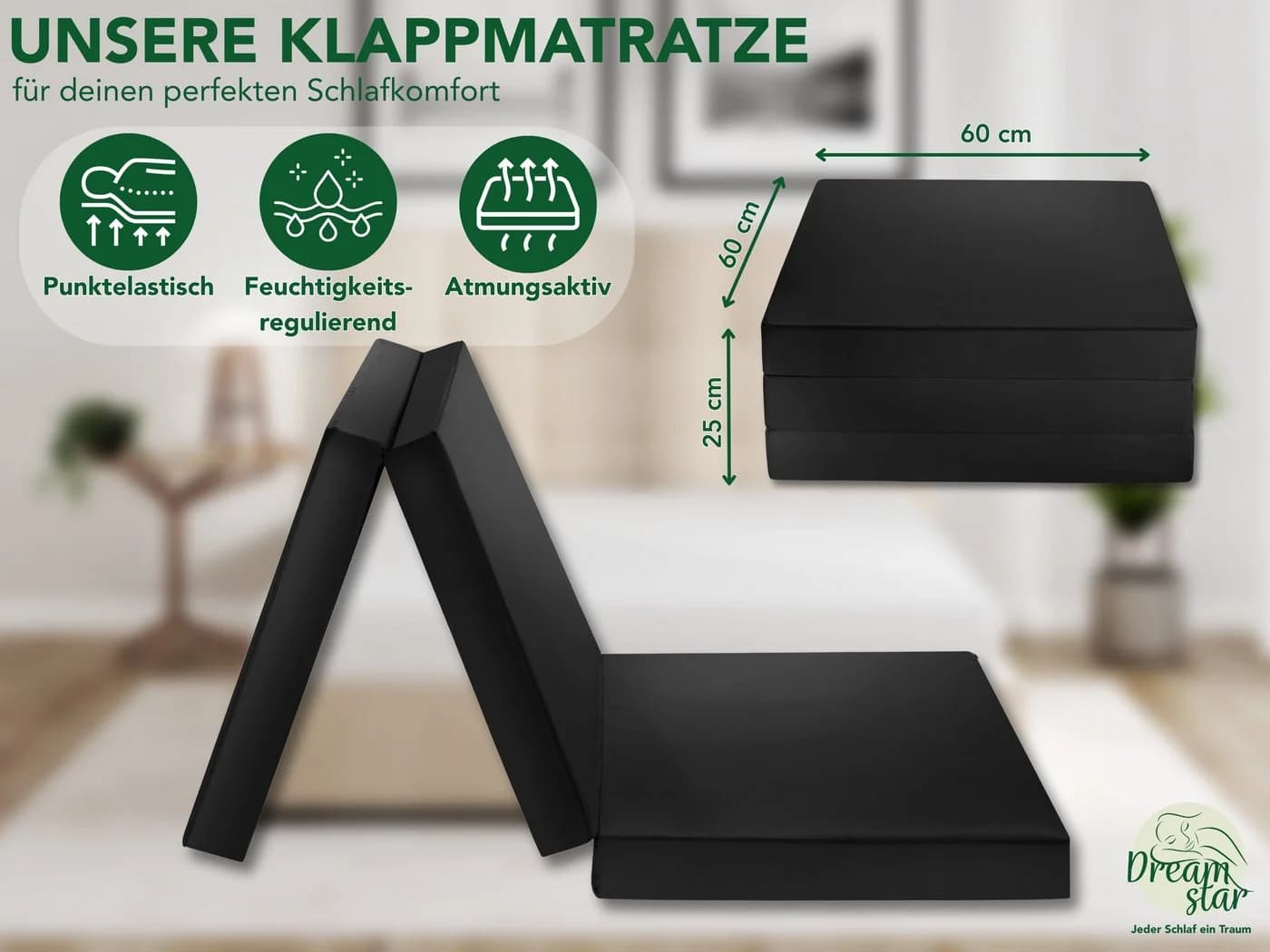 Dreamstar Klappmatratze Gästematratze 60x190 cm - Bild 3