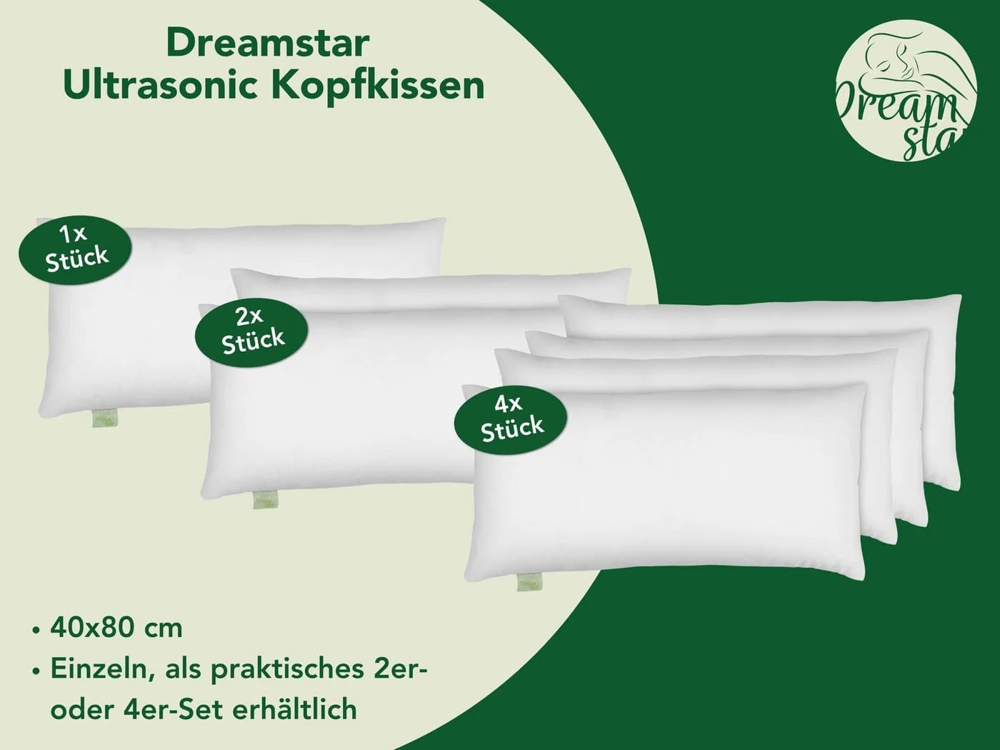 Dreamstar Microfaserkissen Eco Weiß 40x80 cm - Bild 3