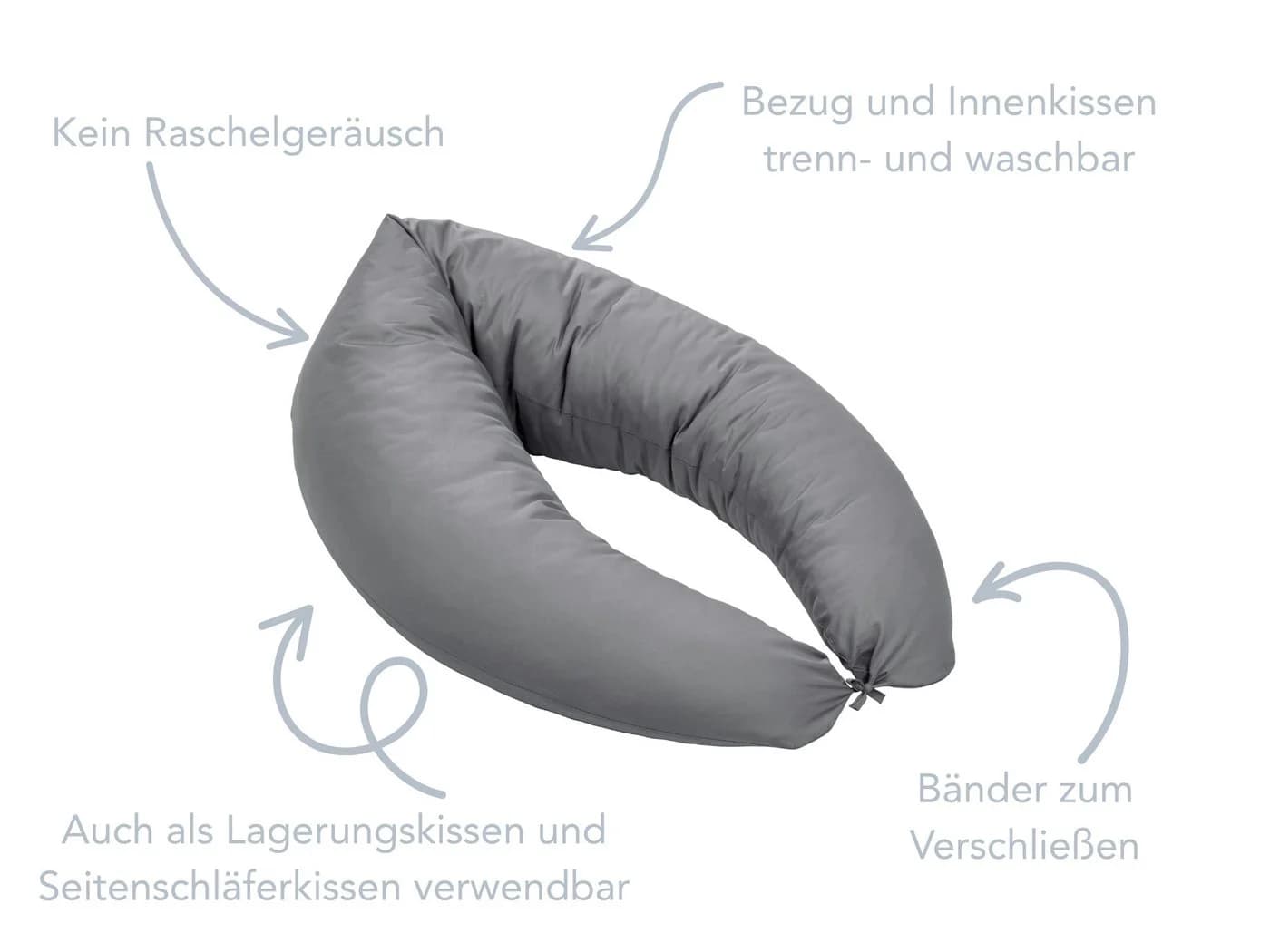XDREAM Stillkissen XXL Grau Multifunktional mit Mikrofaserbezug - Bild 3
