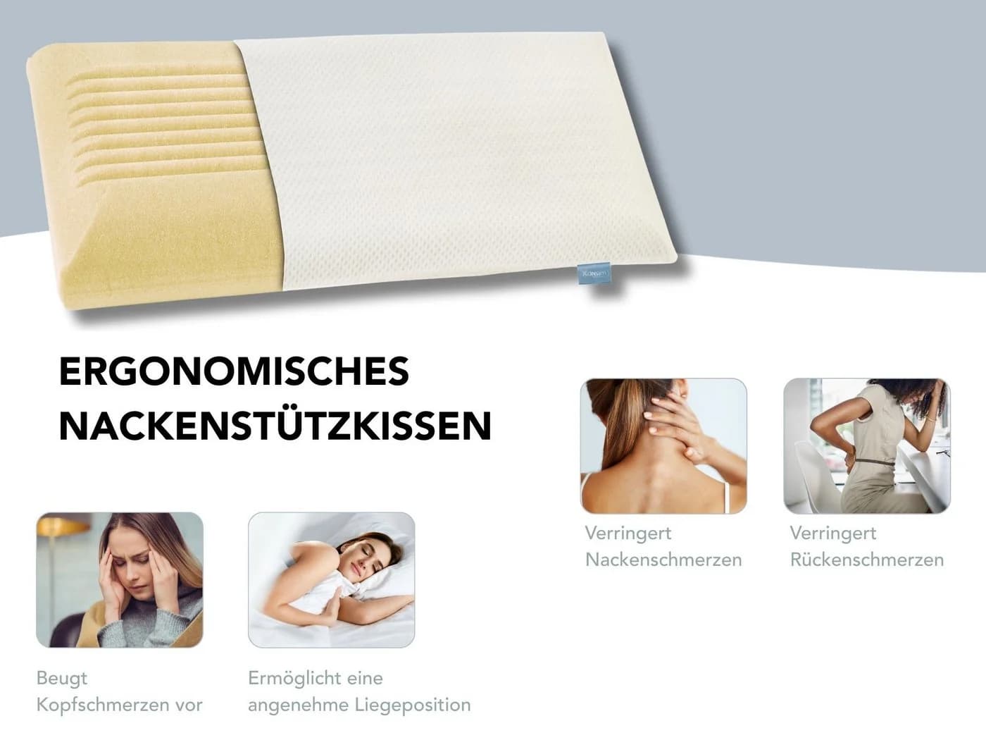 XDREAM Nackenstützkissen Memory Foam Weiß Ergonomisch