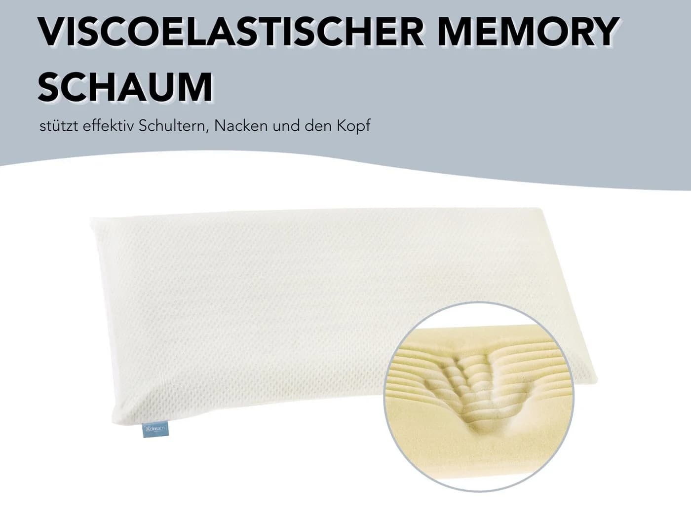 XDREAM Nackenstützkissen Memory Foam Weiß Ergonomisch - Bild 3