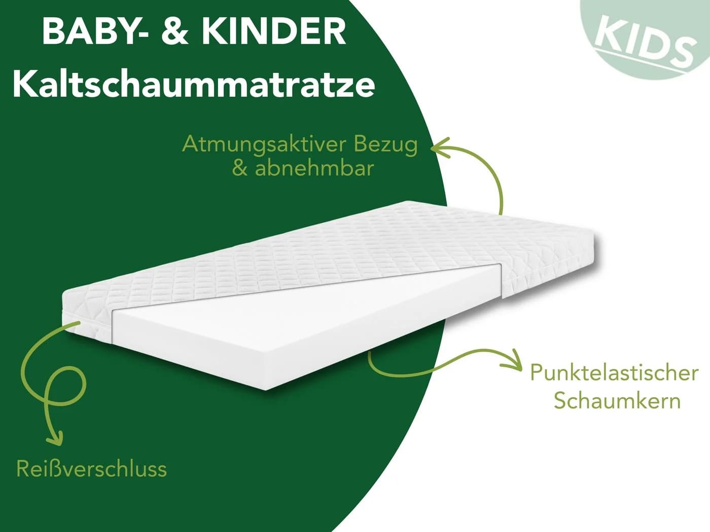 Dreamstar Kindermatratze Wendematratze Weiß Atmungsaktiv - Bild 3