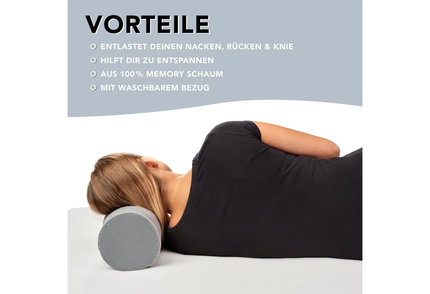 XDREAM Nackenrolle ergonomisches Nackenstützkissen Viscoschaum Memory-Effekt - Bild 3