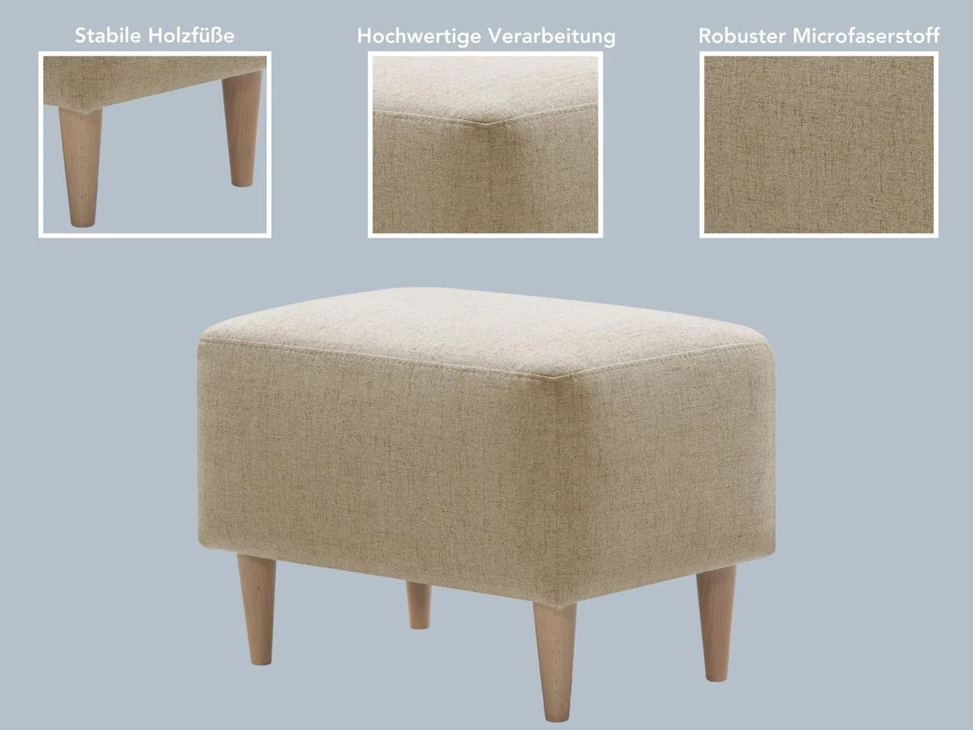 XDREAM Polsterhocker Beige Moderner Fußhocker mit Komfortschaum - Bild 3