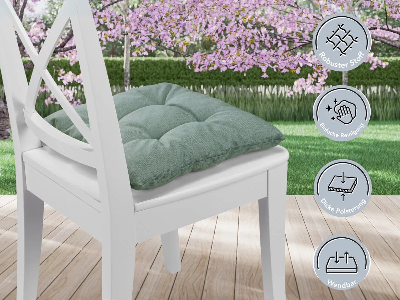 XDREAM Stuhlkissen Set 38x38 cm Türkis Robust Indoor Outdoor - Bild 3
