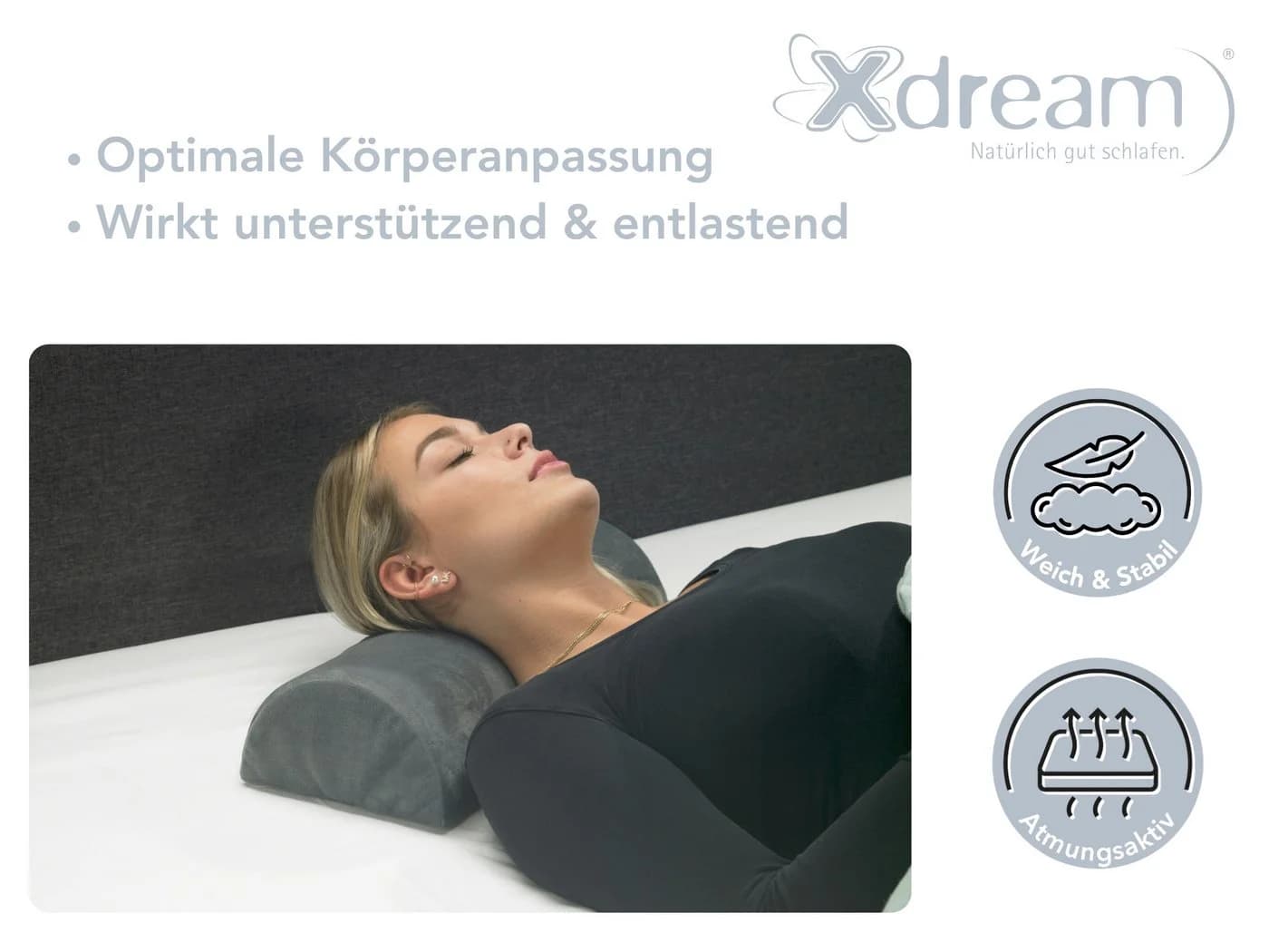 XDREAM Halbrolle ergonomisches Nackenkissen Visco-Memoryschaum - Bild 3