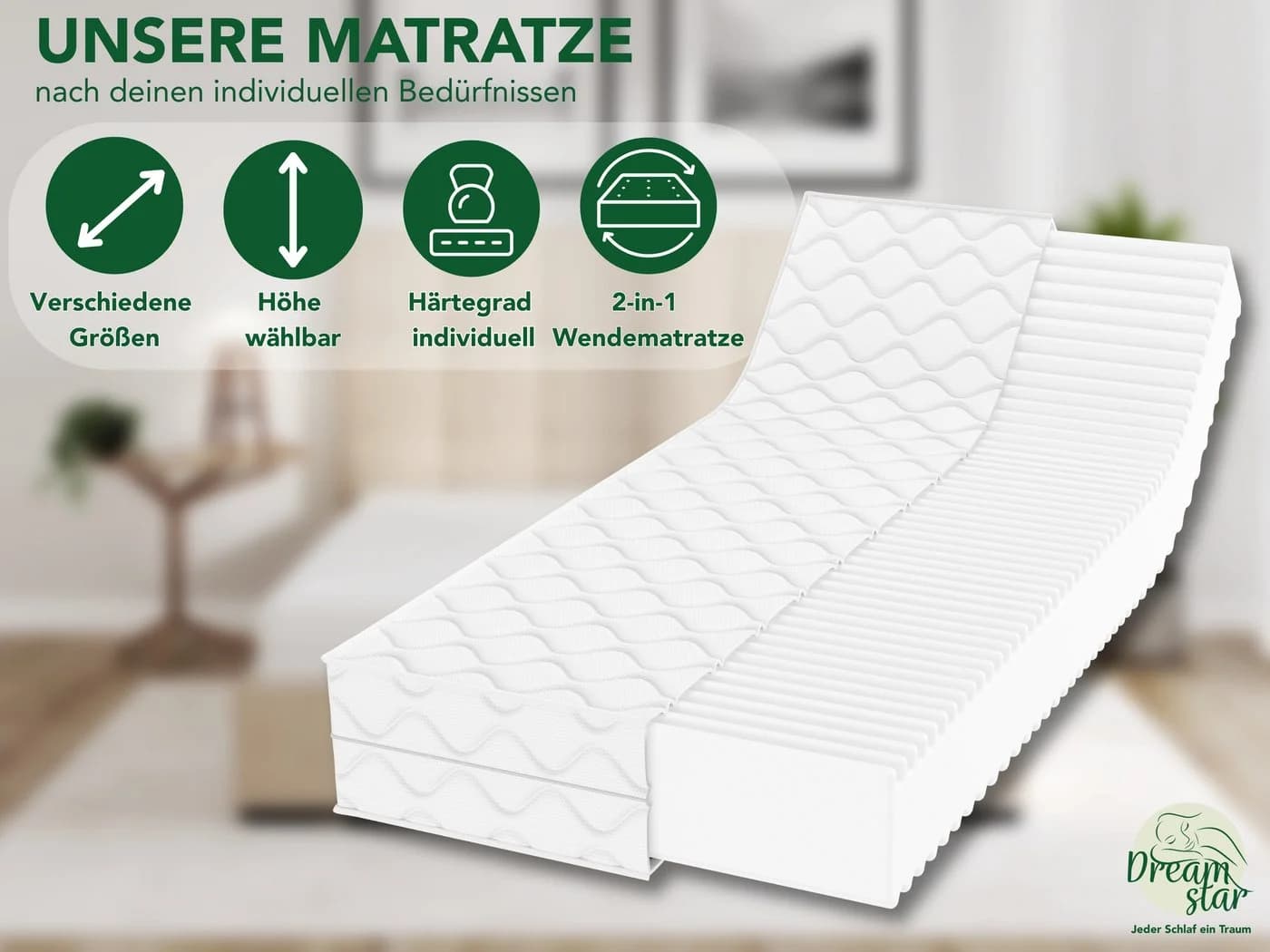 Dreamstar Kaltschaummatratze Ergo Flex 7-Zonen Wendematratze H3/H4