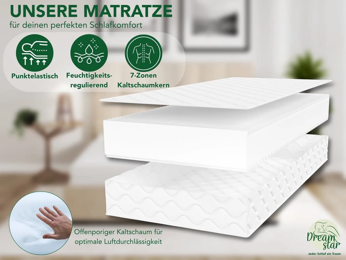 Dreamstar Kaltschaummatratze Ergo Flex 7-Zonen Wendematratze H3/H4 - Bild 3