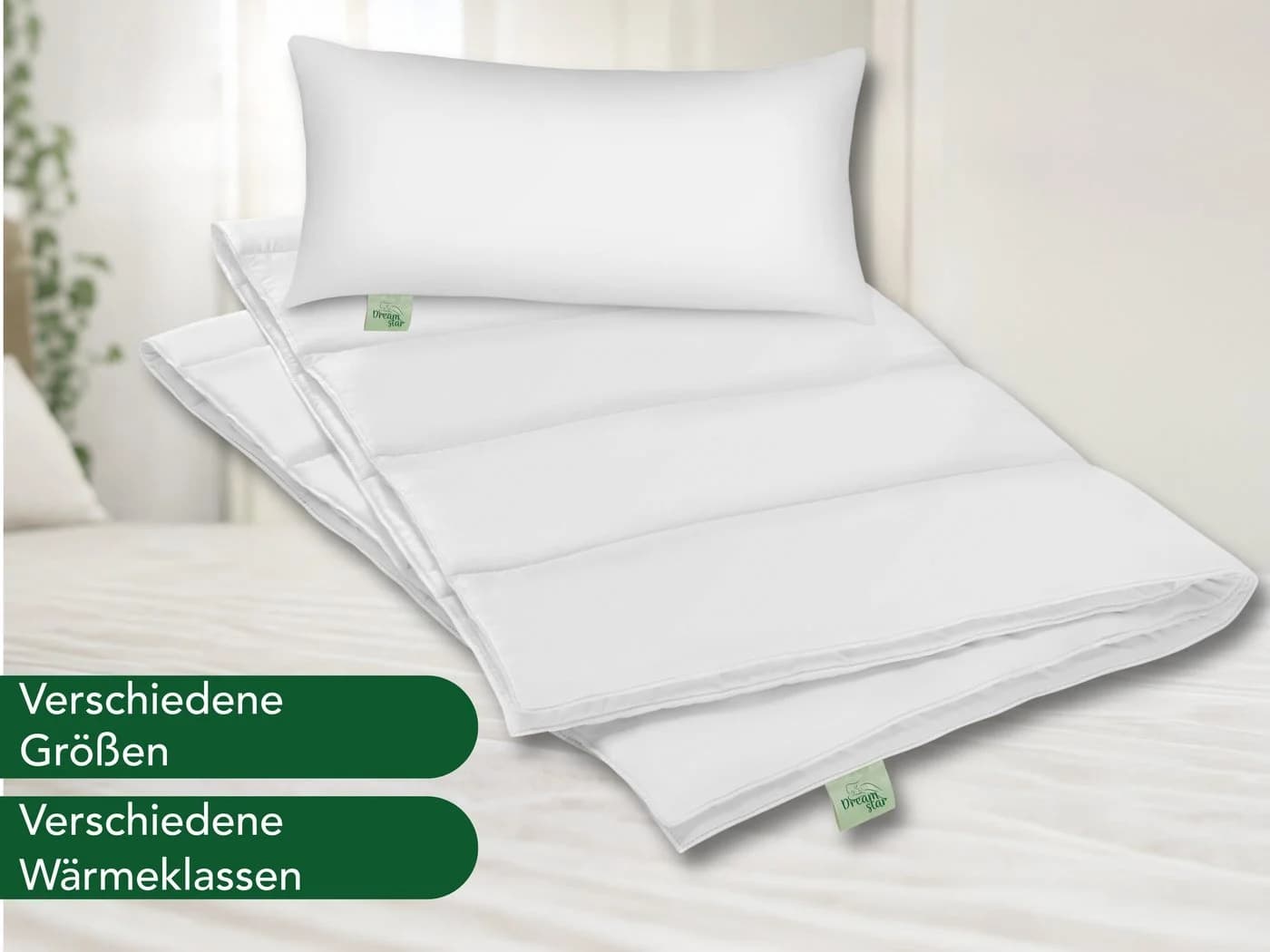 Dreamstar Microfaserbettdecke + Kopfkissen Eco Faserfüllung