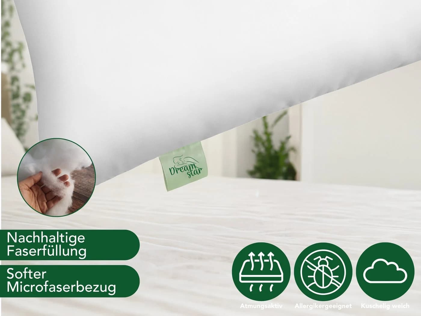 Dreamstar Microfaserbettdecke + Kopfkissen Eco Faserfüllung - Bild 3