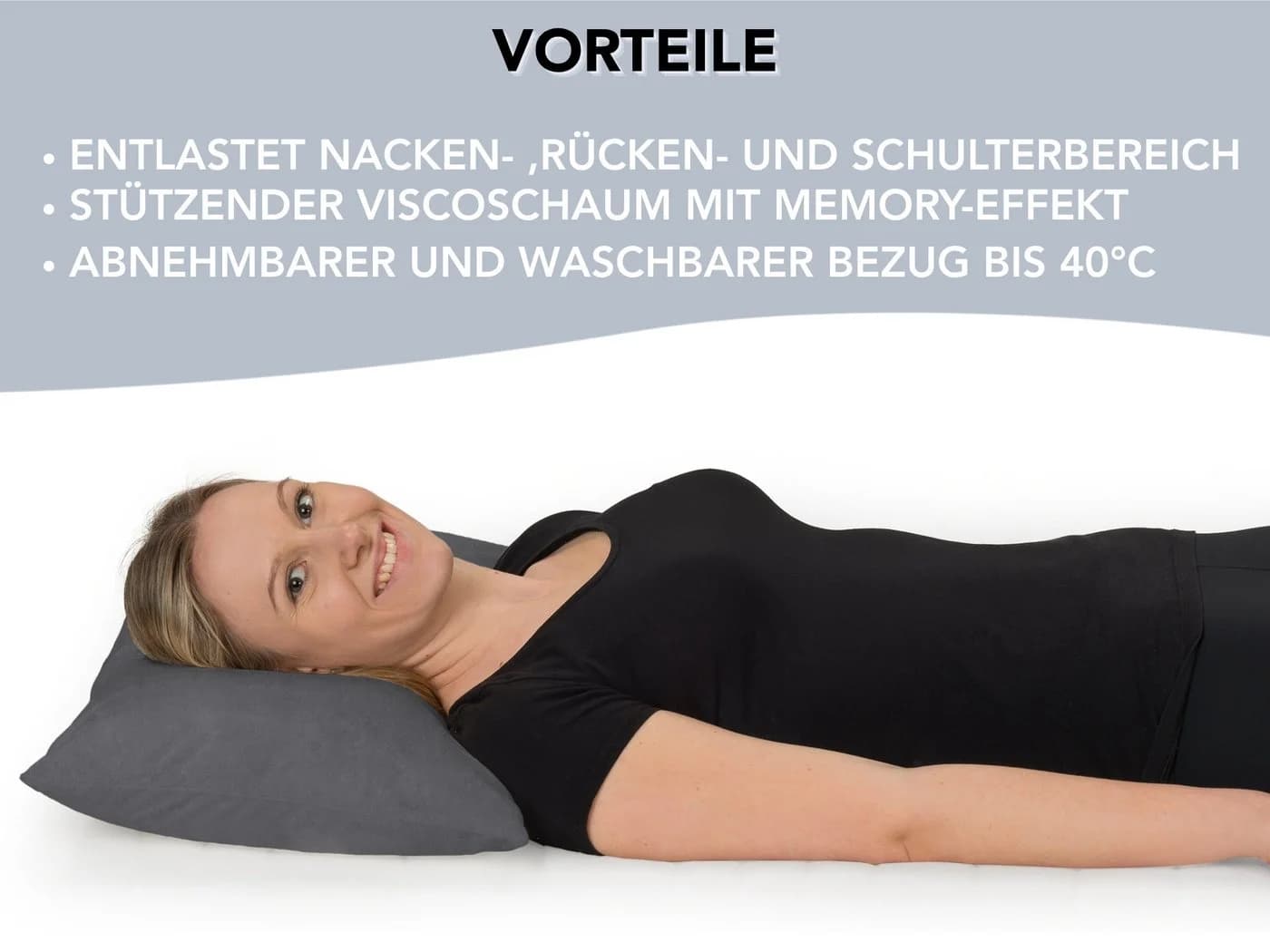 XDREAM Nackenstützkissen Visco Comfort Grau Ergonomisch - Bild 3