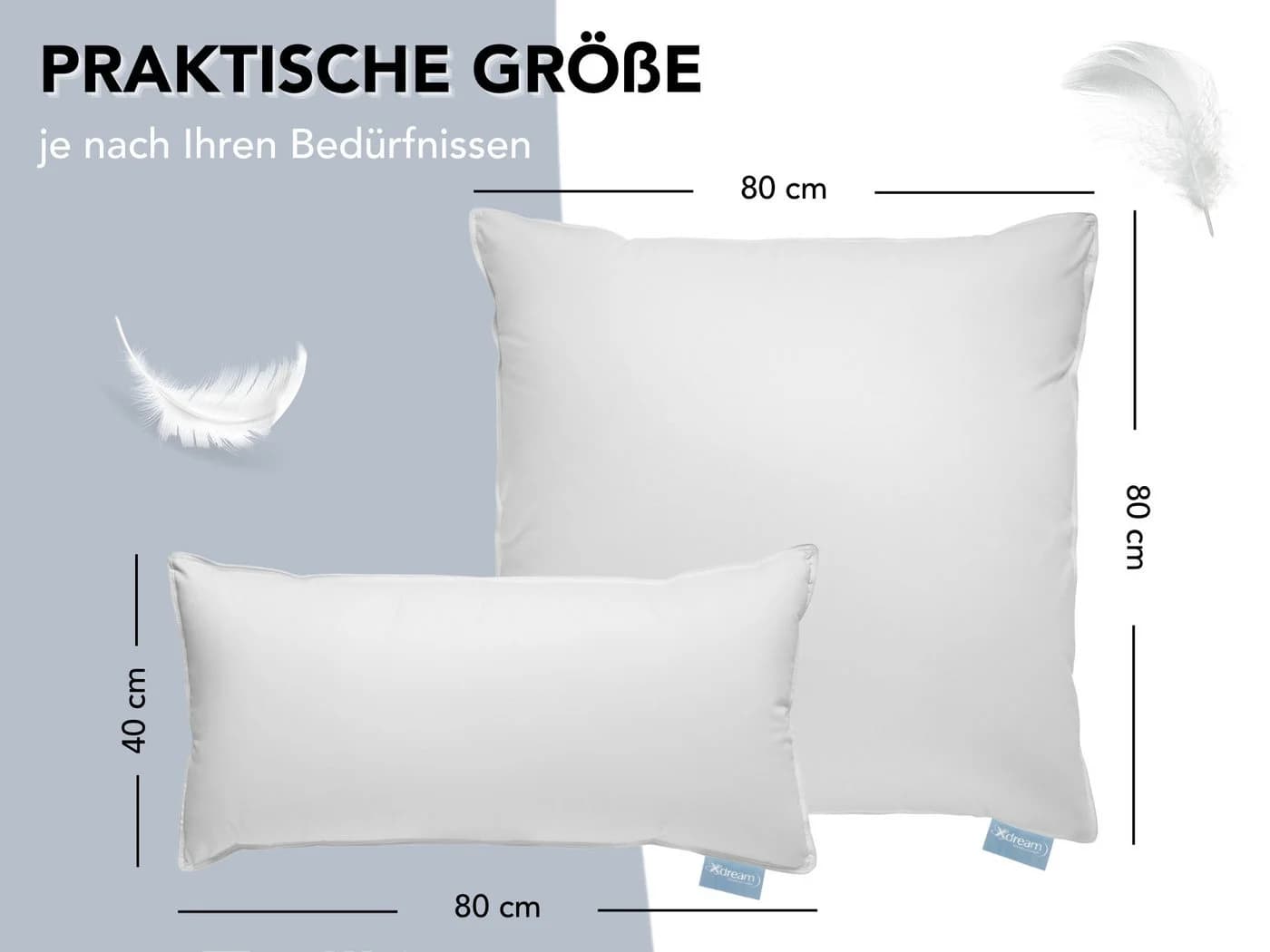 XDREAM Daunenkissen Premium 100% Daunen und Federn
