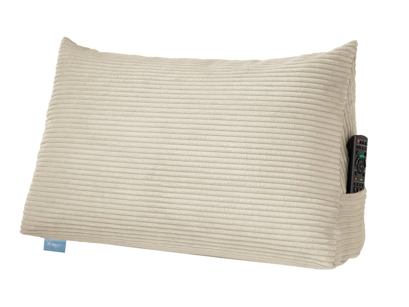 XDREAM Ergonomisches Rückenkissen Beige Kordstoff mit Seitenfach - Bild 2
