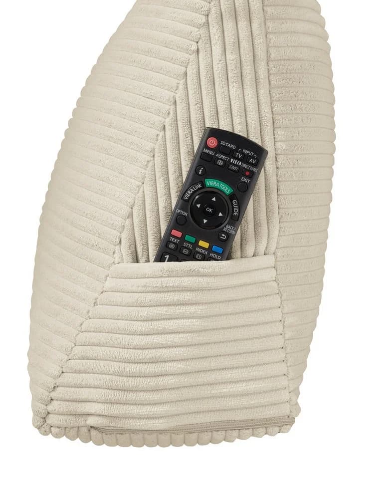 XDREAM Ergonomisches Rückenkissen Beige Kordstoff mit Seitenfach - Bild 3