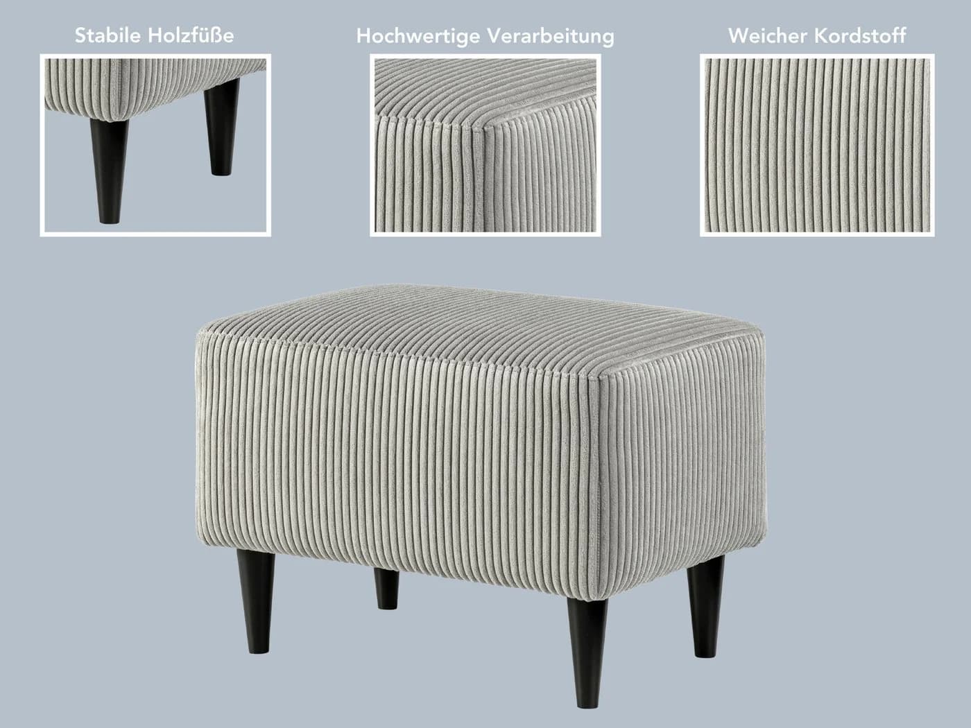 XDREAM Polsterhocker Modern Grau Komfortschaum - Bild 3
