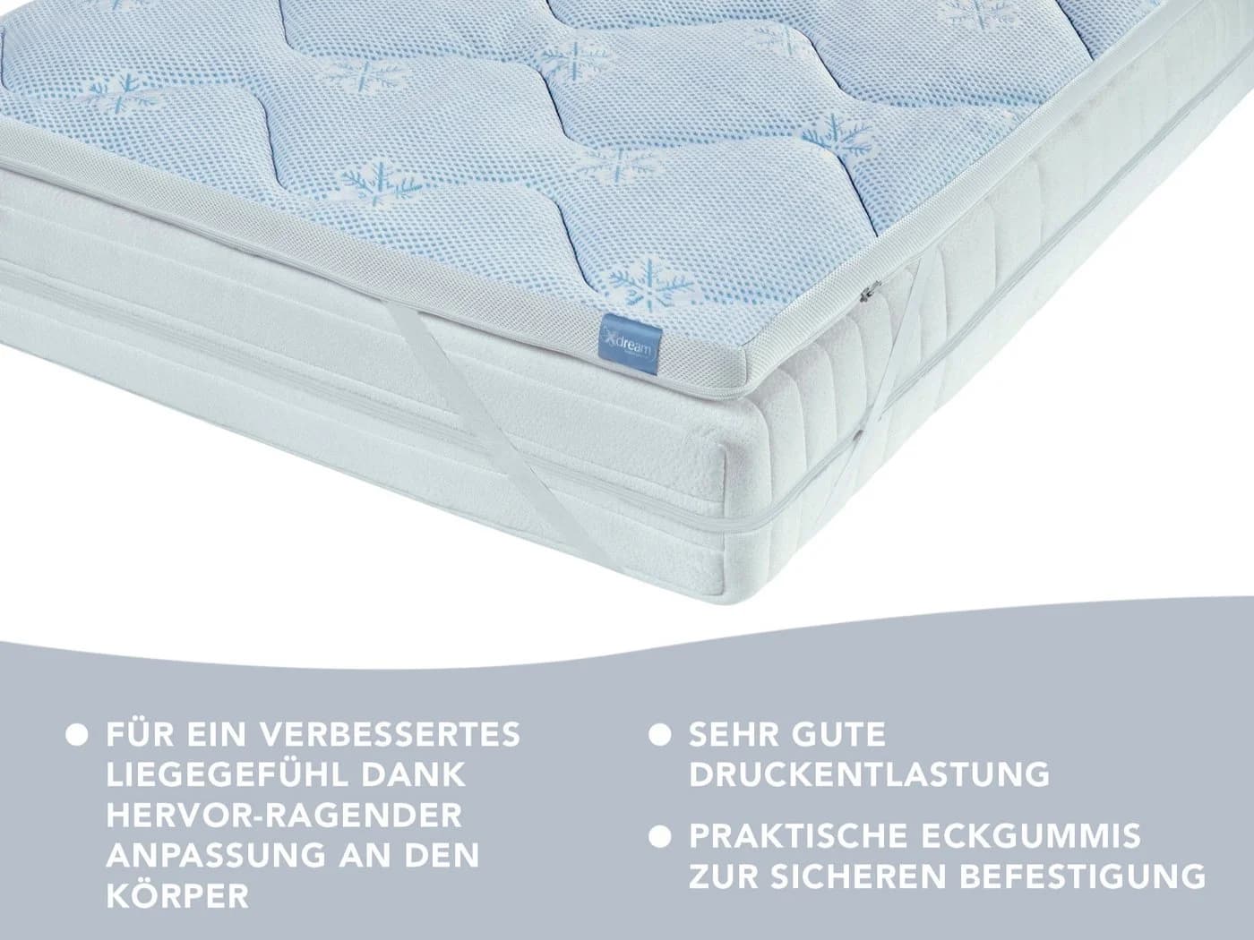 XDREAM Kühlender Matratzentopper 6 cm Höhe mit atmungsaktivem Bezug - Bild 3