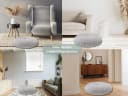 XDREAM Pouf rundes Bodensitzkissen Grau Modernes Korddesign Bild 5