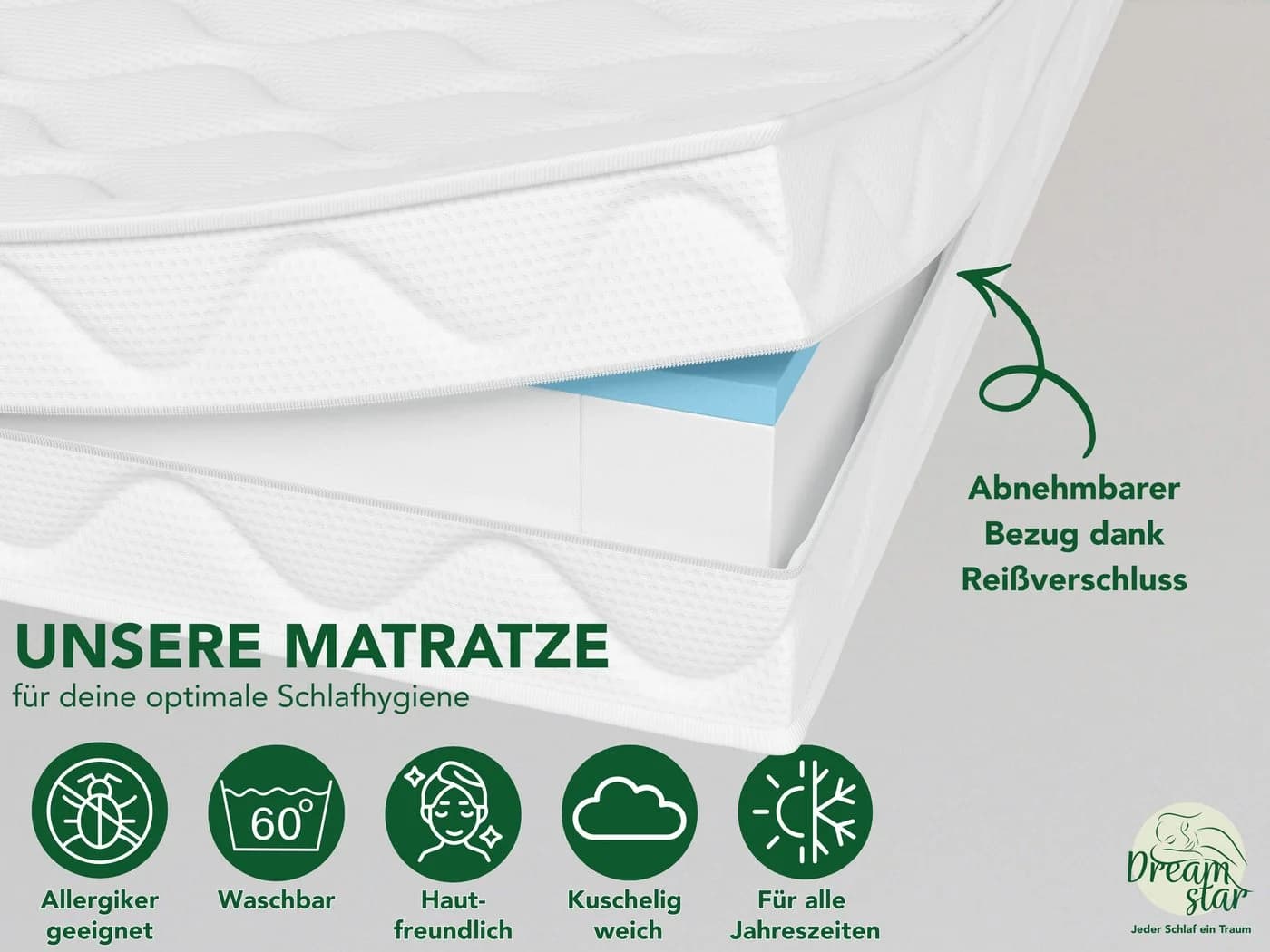 Dreamstar Ergo Flex Taschenfederkernmatratze 7-Zonen Wendematratze H2/H3 - Bild 5