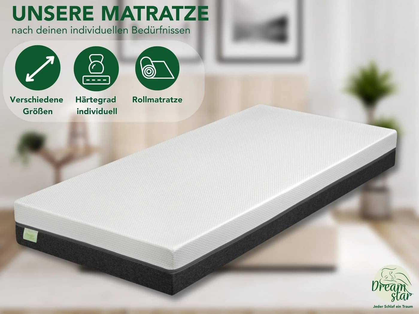 Dreamstar Komfortschaummatratze Sky Flex 7-Zonen Duo-Memoryschaum-Matratze