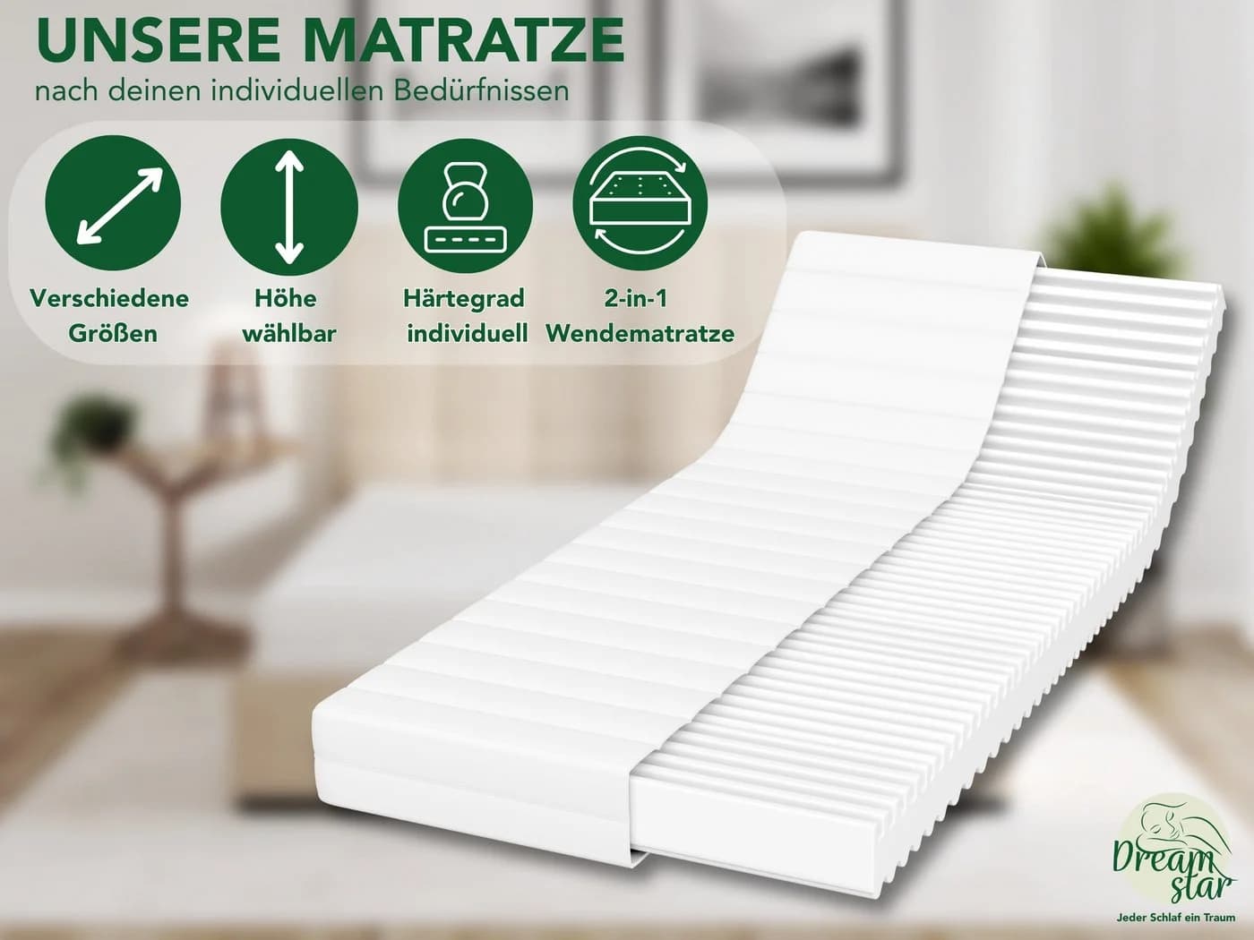 Dreamstar Kaltschaummatratze 7-Zonen Simple Flex H2/H3
