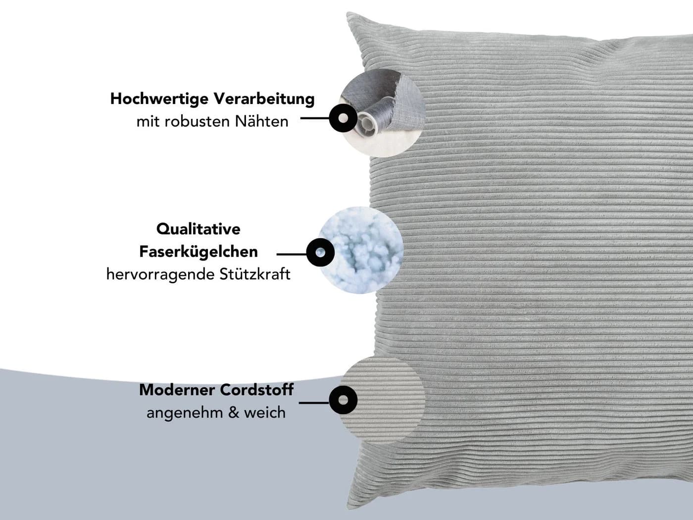 XDREAM Sofakissen-Set 3-tlg. Cord-Optik Modern Klassisch - Bild 5