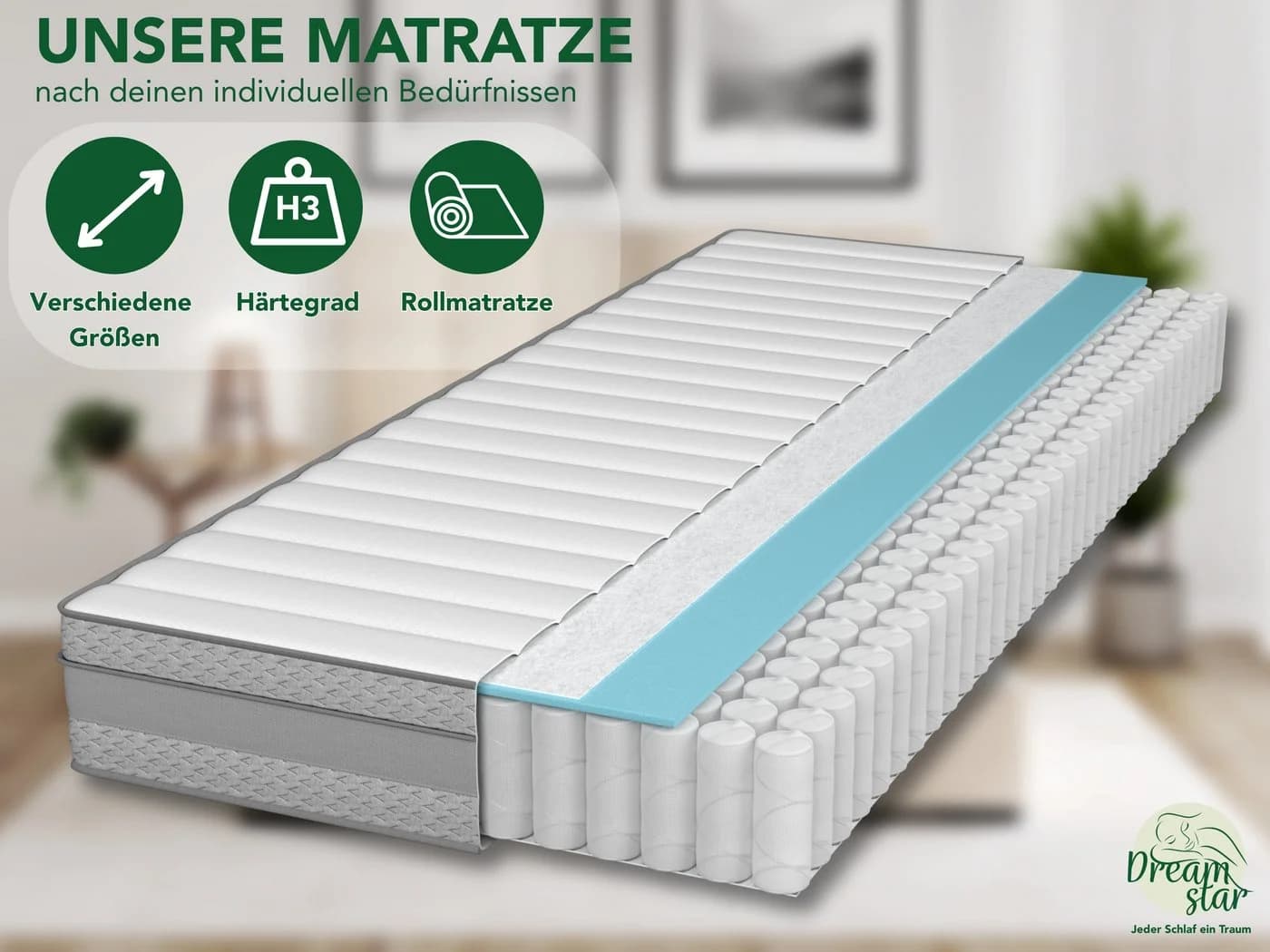 Dreamstar Taschenfederkernmatratze Comfort 7-Zonen-Federkernmatratze