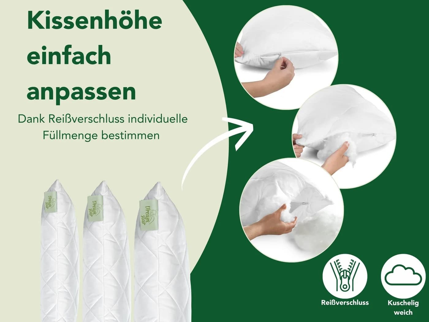 Dreamstar Microfaserkissen Premium Qualität mit Reißverschluss - Bild 3