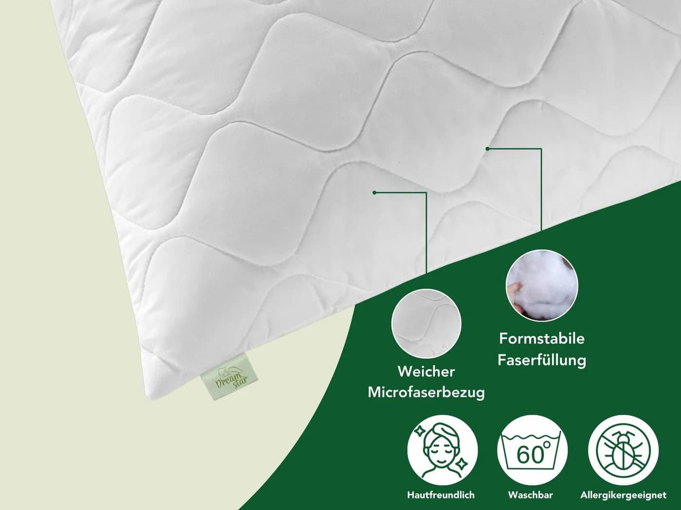 Dreamstar Microfaserkissen Premium Qualität mit Reißverschluss - Bild 4