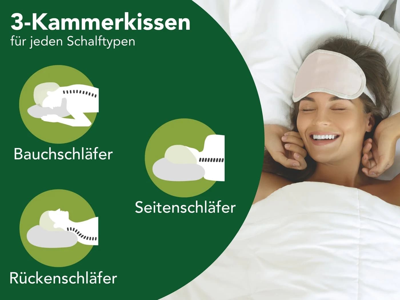 Dreamstar 3-Kammer-Kopfkissen Daunenkissen Weiss Baumwolle - Bild 3