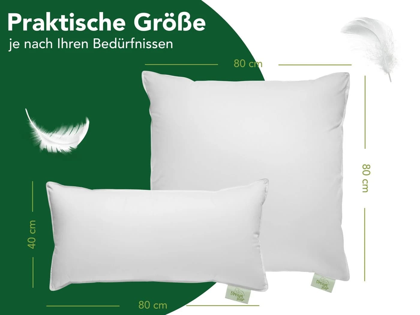 Dreamstar 3-Kammer-Kopfkissen Daunenkissen Weiss Baumwolle - Bild 4