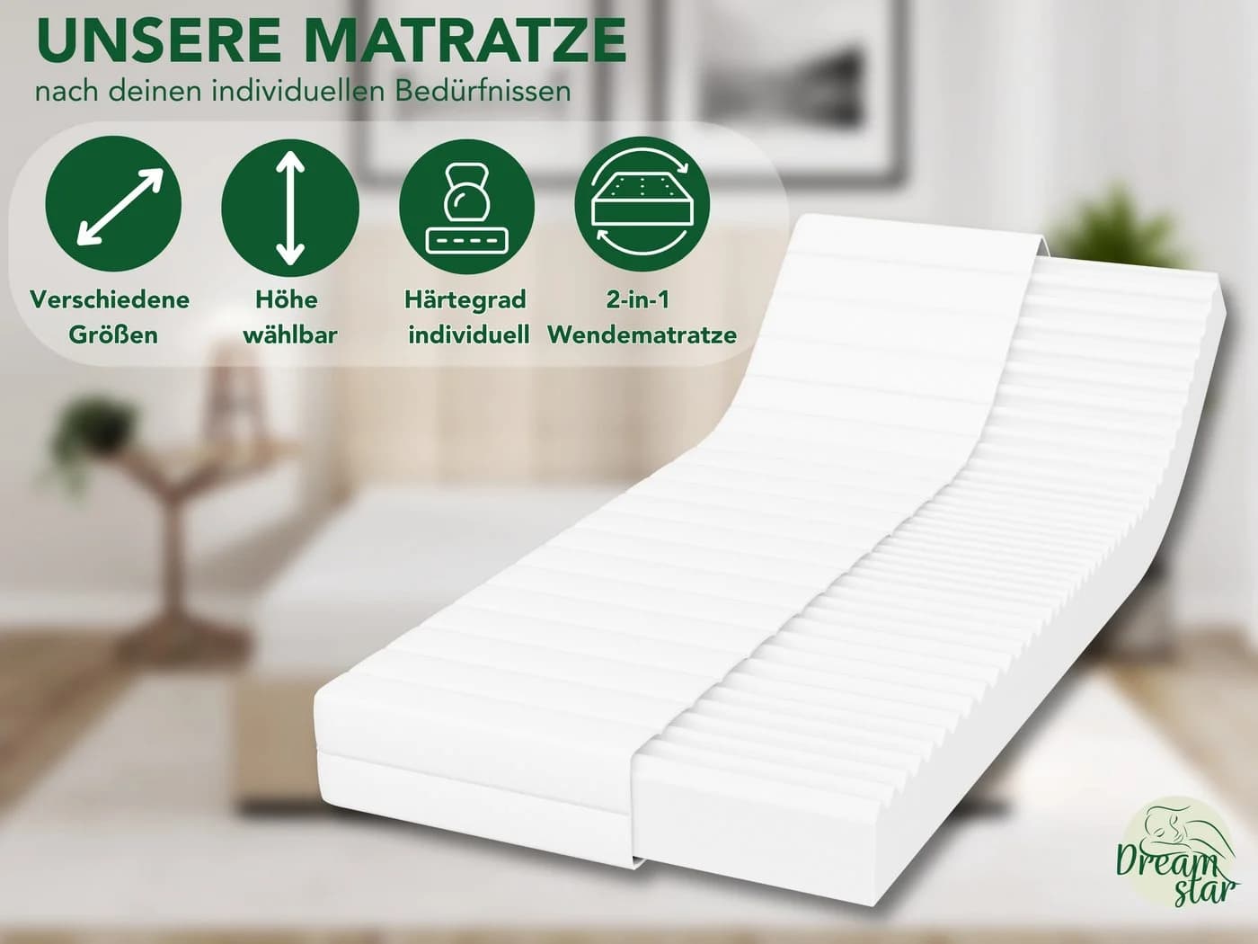 Dreamstar Kaltschaummatratze Easy Flex 7-Zonen Duo-Härtegrad