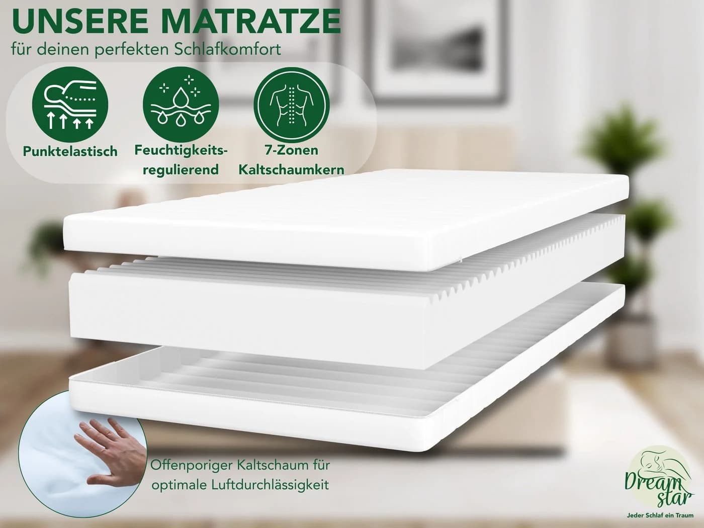 Dreamstar Kaltschaummatratze Easy Flex 7-Zonen Duo-Härtegrad - Bild 3