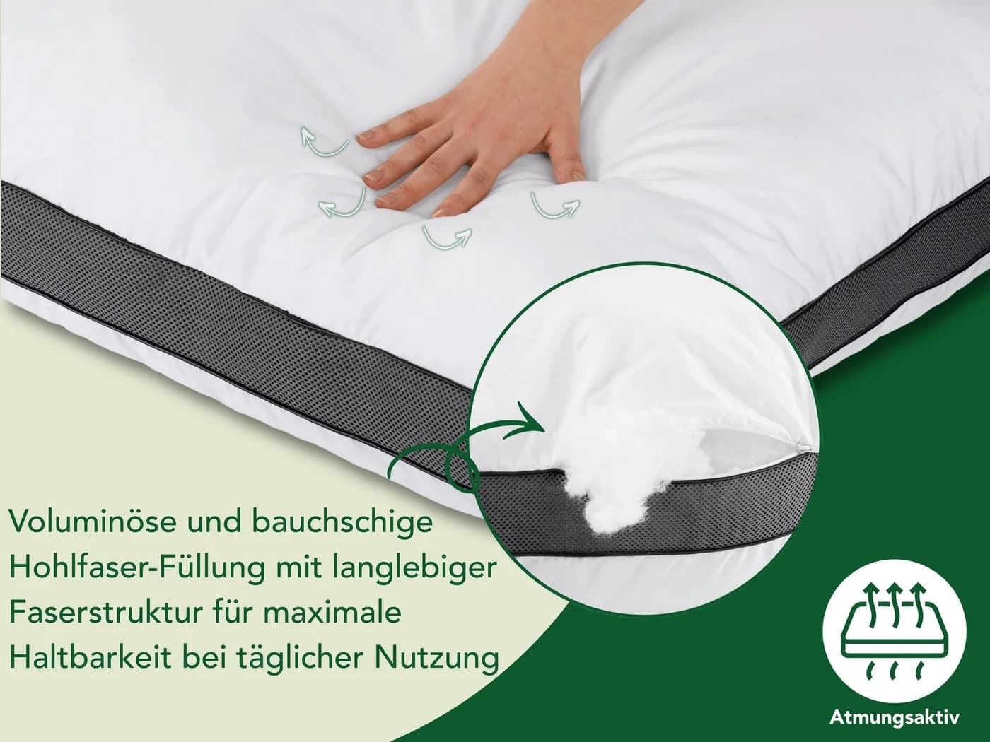 Dreamstar Wohlfühlkissen 40x80 cm Hohlfaserfüllung Lyocell Baumwolle - Bild 3