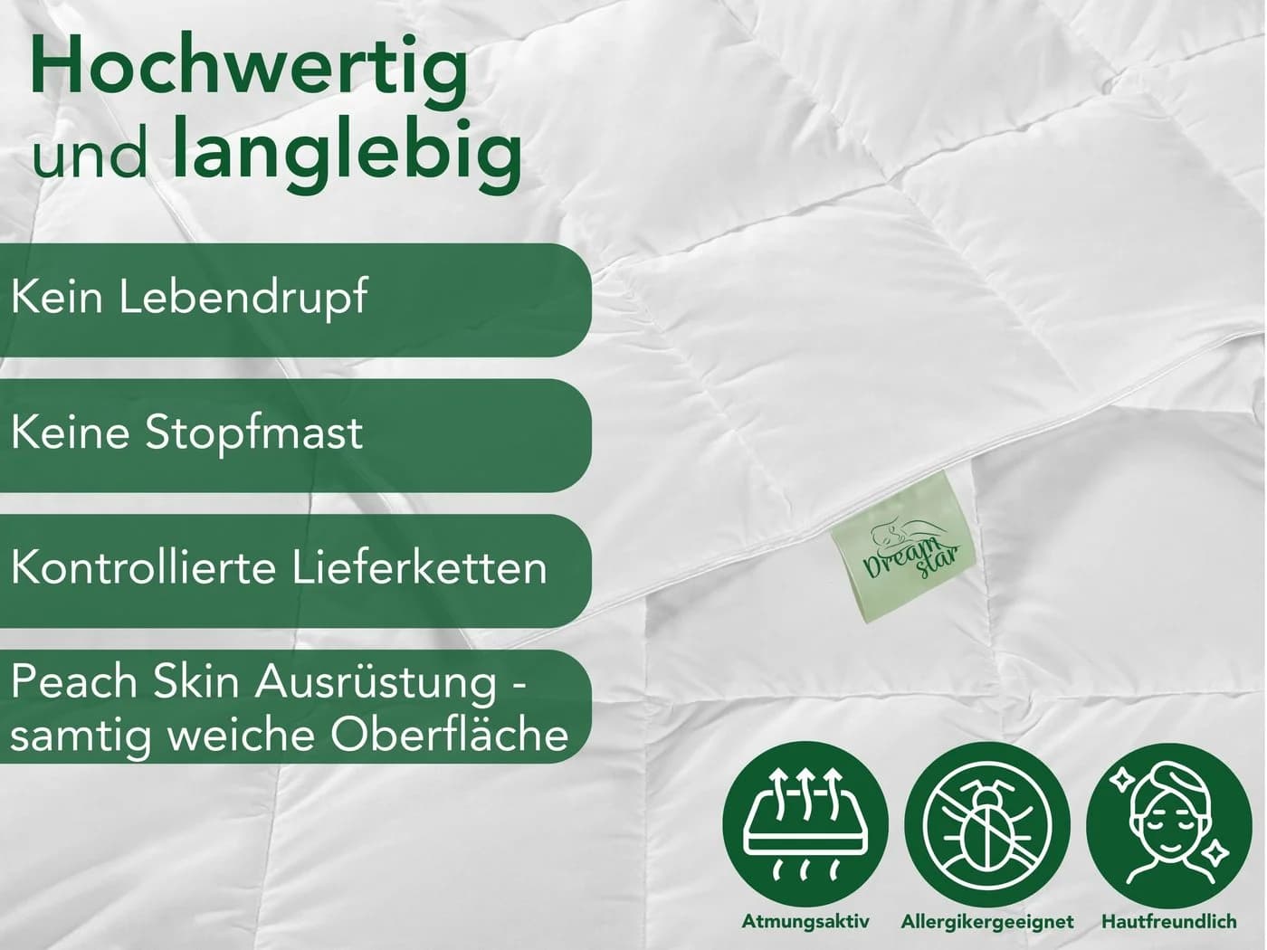 Dreamstar Daunen- und Federbettdecke Ganzjahresdecke 70/30 Weiß - Bild 3