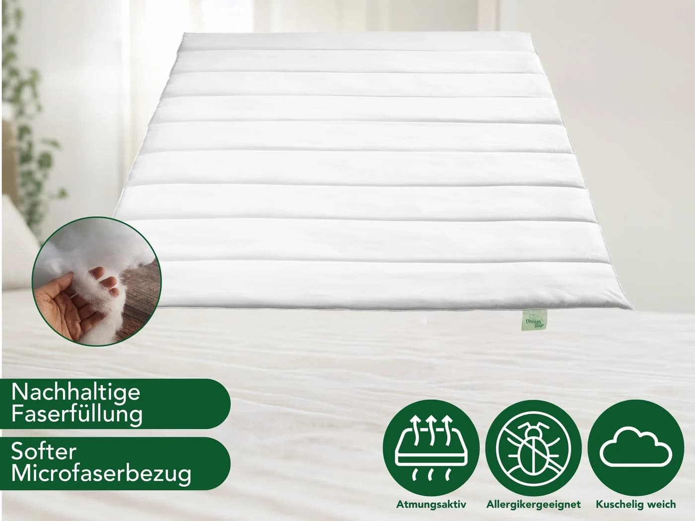 Dreamstar Sommerbettdecke Eco Microfaser Leicht Weiß - Bild 5