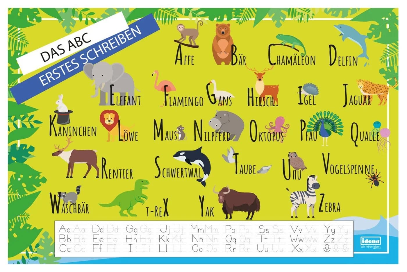 Idena Schreibtischunterlage Alphabet PP 58,5x38,5cm Grün
