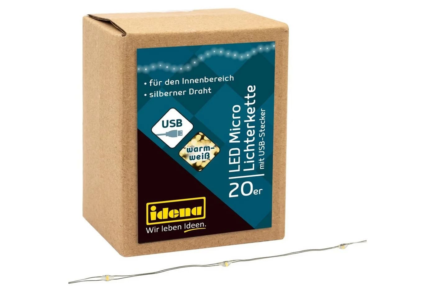 Idena LED-Micro Lichterkette 20 LEDs Warmweiß USB-Betrieb - Bild 2