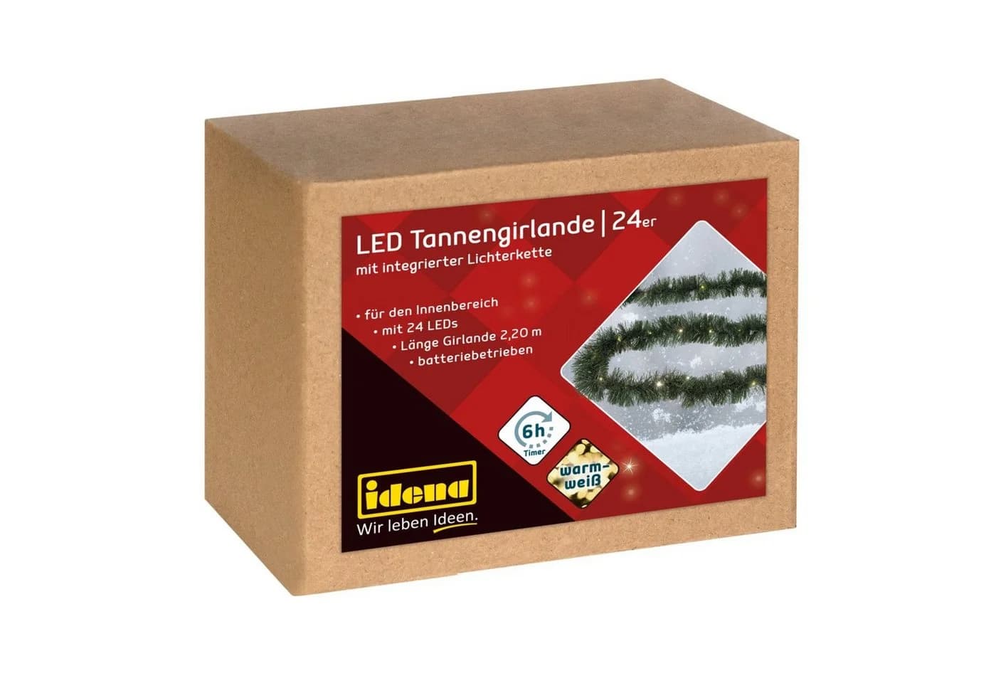Idena LED-Girlande Idena 31345 - LED Tannengirlande mit 24 LEDs in Warmweiß, 2,2m - Bild 3
