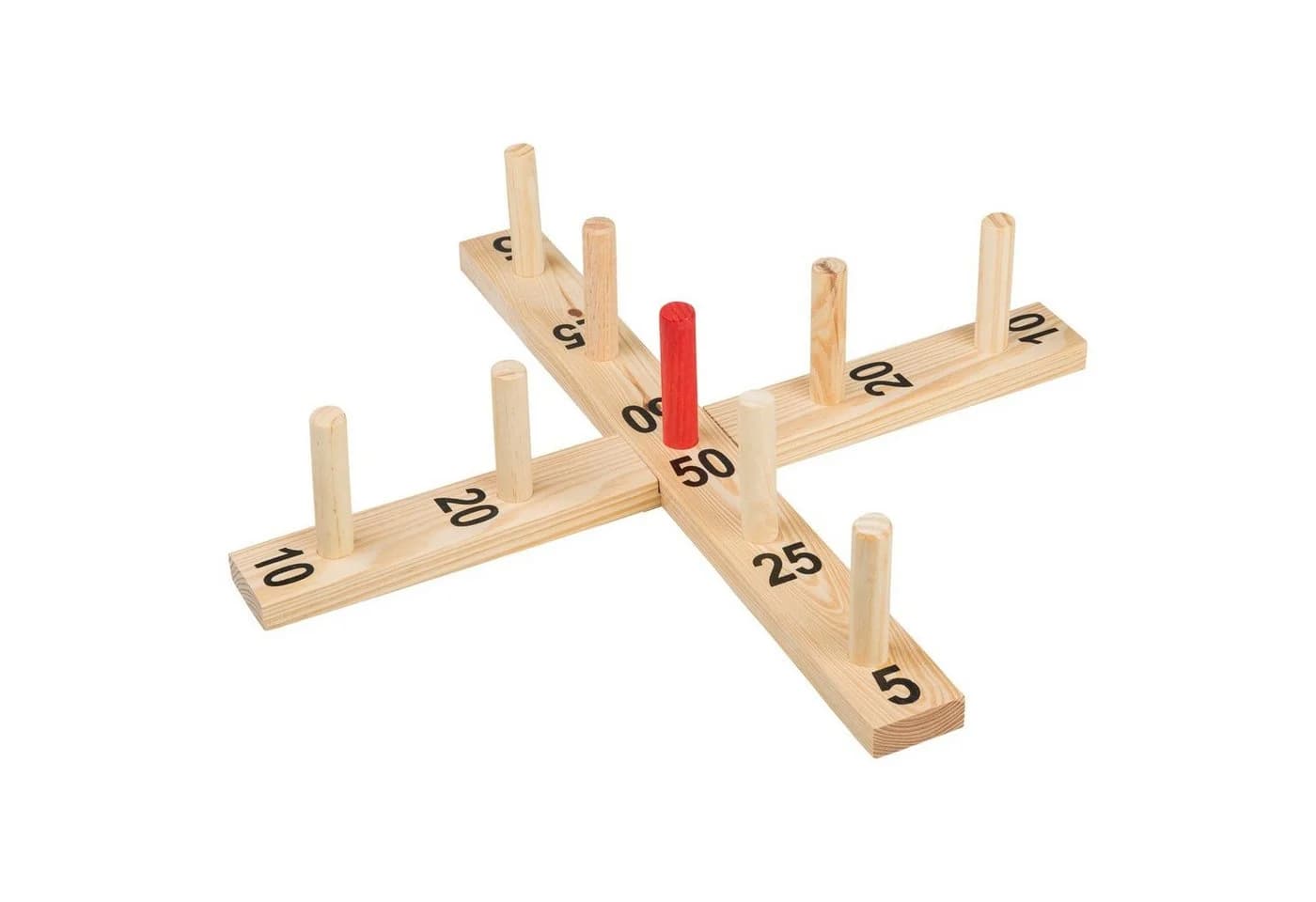 Idena Spiel Ringwurfspiel 50 x 50 cm Holz 9 Stäbe 4 Ringe