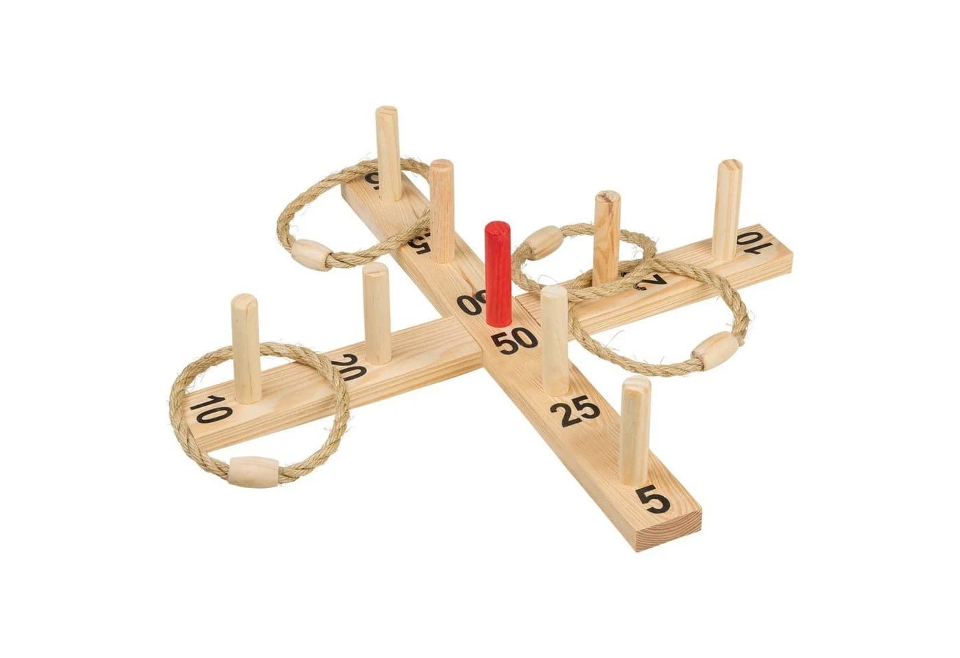 Idena Spiel Ringwurfspiel 50 x 50 cm Holz 9 Stäbe 4 Ringe - Bild 3