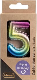 Idena Zahlenkerze 5 Regenbogen Metallic Bild 1