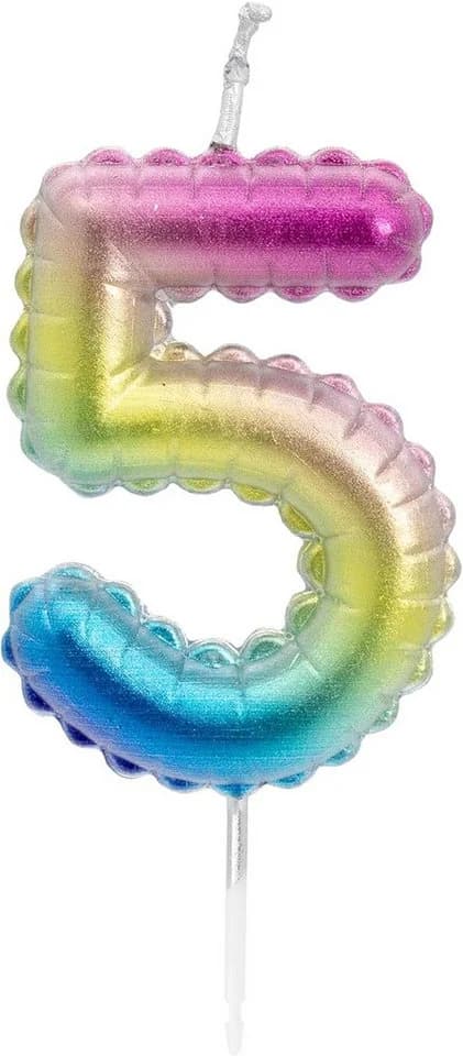 Idena Zahlenkerze 5 Regenbogen Metallic - Bild 2