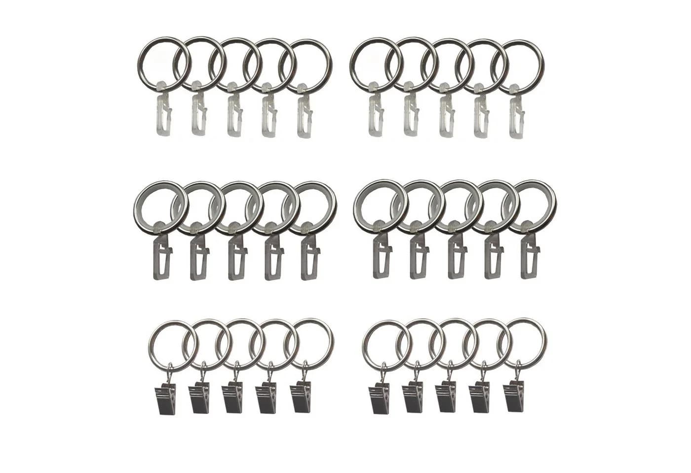 BASIT Gardinenring Metallringe mit Überklipshaken C10 für 16 mm